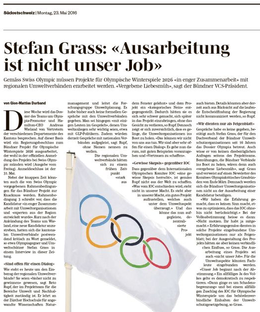 Südostschweiz am 23.05.2016: Zum Lesen Klick aufs Bild...