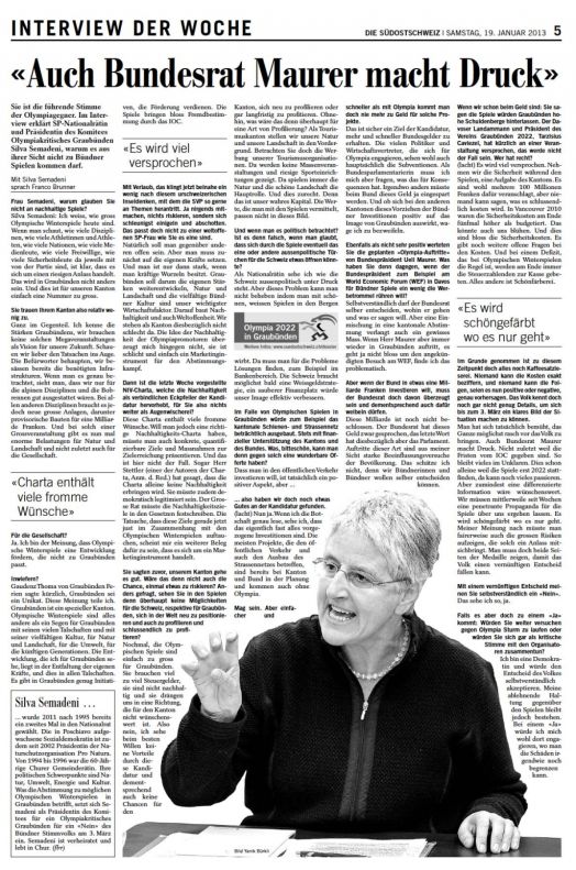Interview mit Silva Semadeni in der Südostschweiz