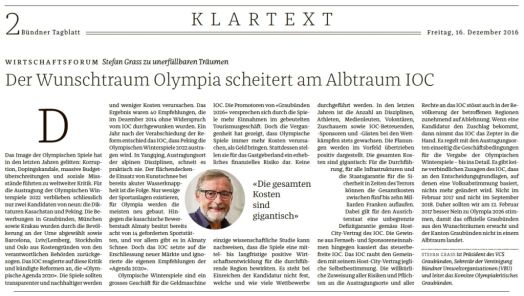 Bündner Tagblatt am 16.12.2016: Zum Lesen aufs Bild klicken...